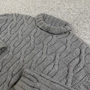 Rey Wear Sweater Mens L Gray 3D Cable Knit Fisherman Turtleneck‎ Pullover Chunky